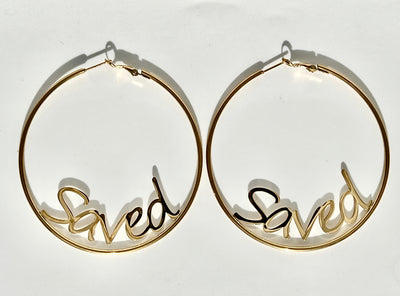 "Saved" Oversized Hoop Earrings