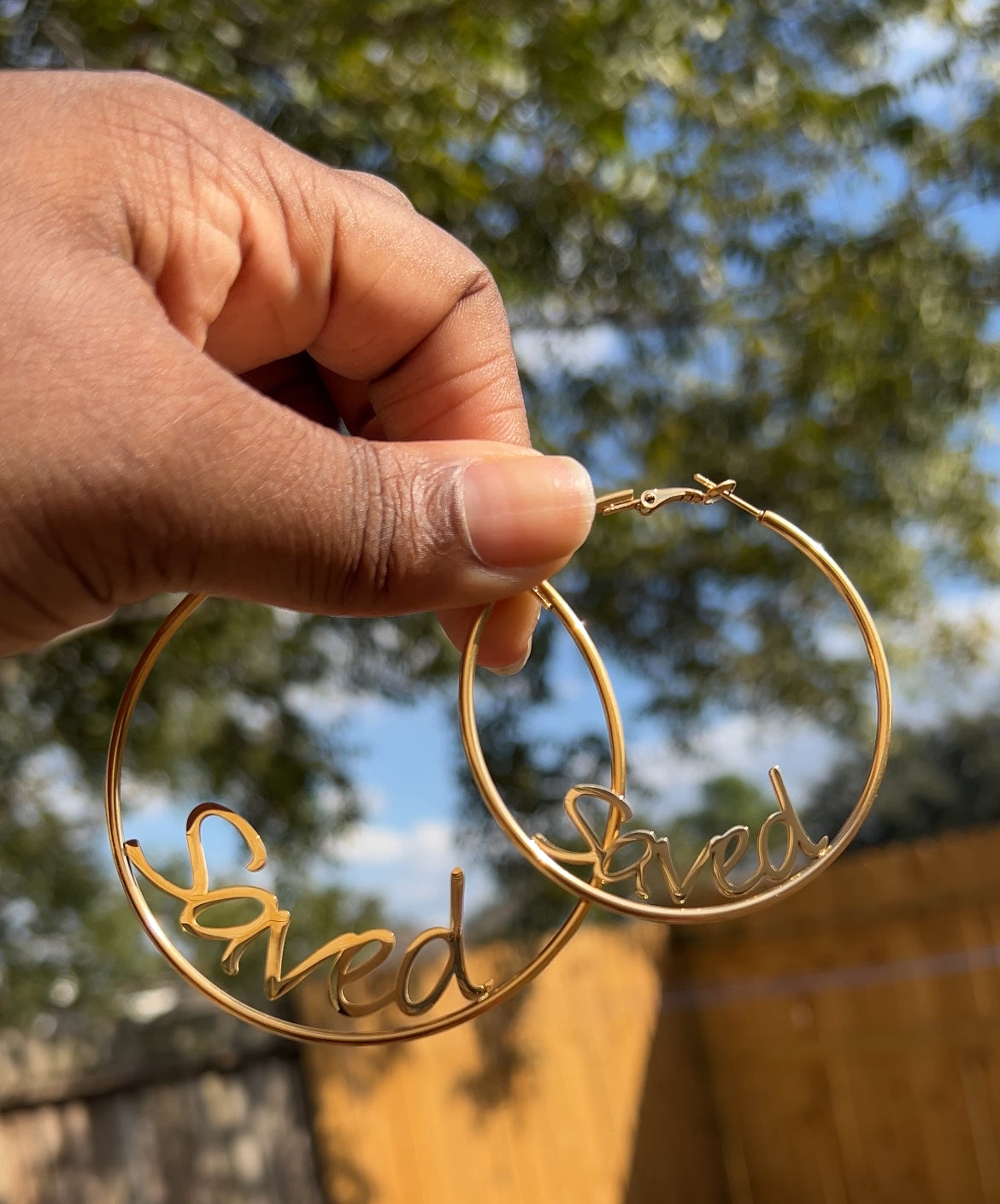 "Saved" Oversized Hoop Earrings